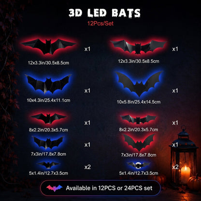 🦇Halloween 3D Bat & Spider LED Wall Light Decor🎃💡