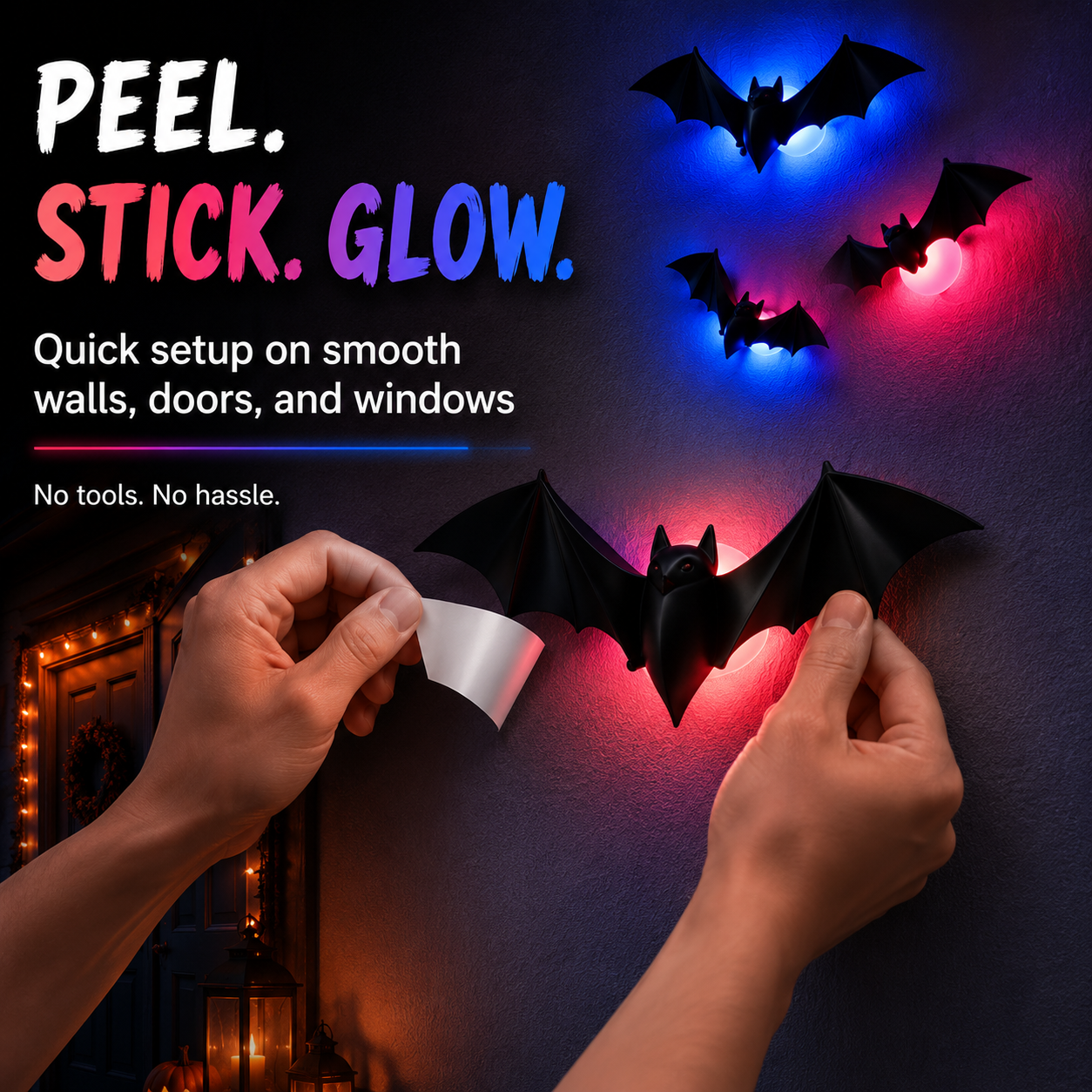 🦇Halloween 3D Bat & Spider LED Wall Light Decor🎃💡