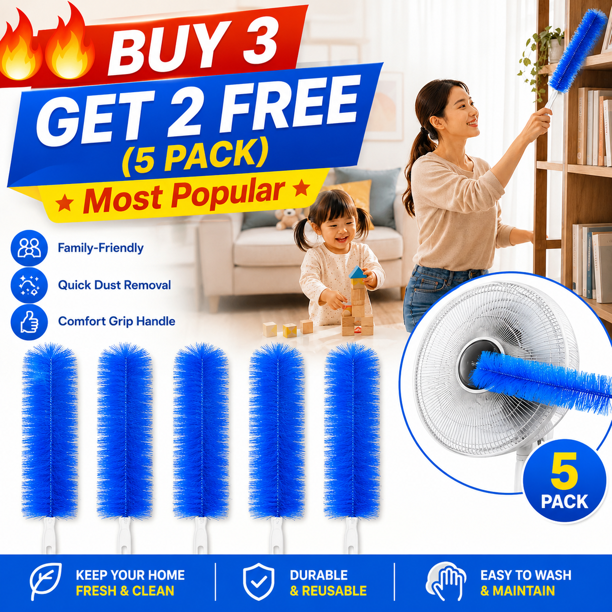 ⚡Hot Sales 49% OFF🔥Bendable Microfiber Head,Reusable Dust Remover