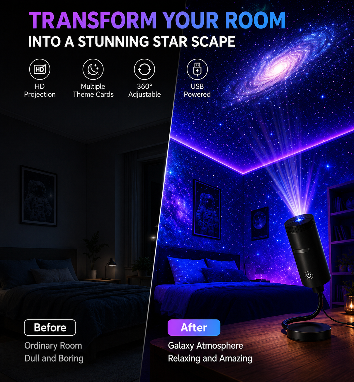✨ Plug-and-Play HD Star Projecto