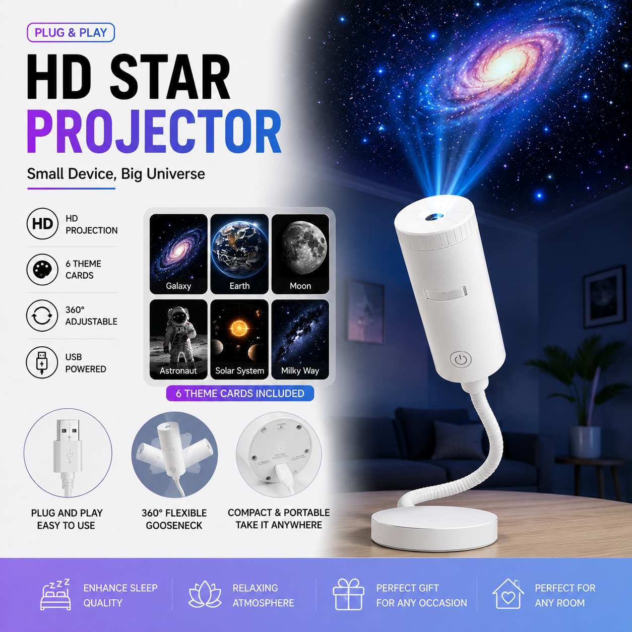 ✨ Plug-and-Play HD Star Projecto