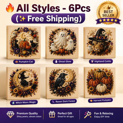 💥 Last Day 57% OFF – 👻✨ Halloween Pearl Art DIY Kit – Turn Tiny Pearls into Spooky-Cute Magic