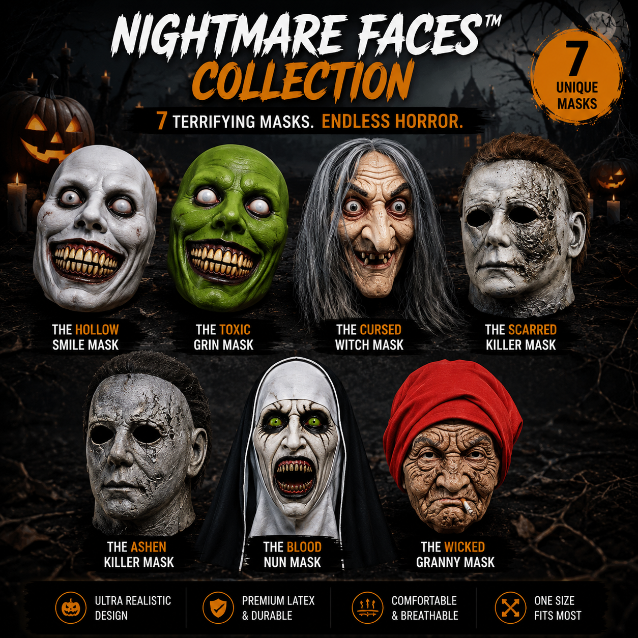 🎃 Complete Nightmare Collection😈All 7 Masks