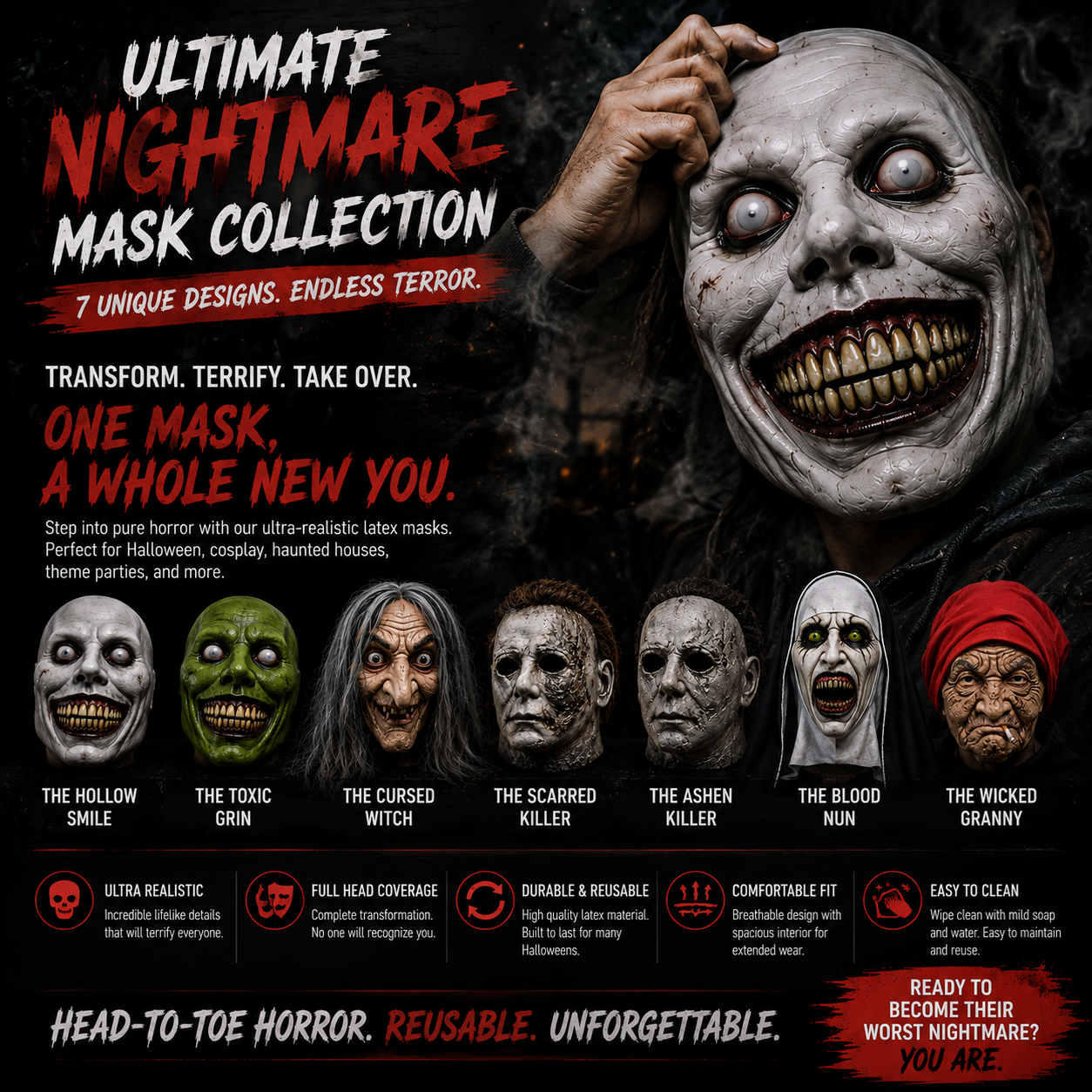 👻Best-Selling🎃Horror Masks for Halloween