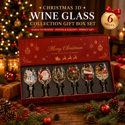 🎄🥂Christmas 3D Wine Glass Collection Gift Box Set