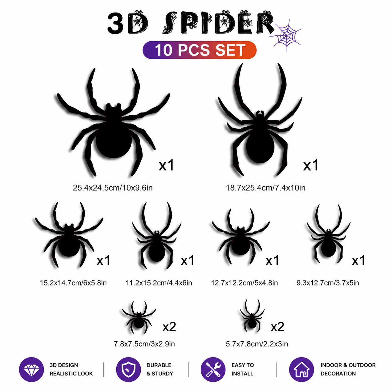 🦇Halloween 3D Bat & Spider LED Wall Light Decor🎃💡