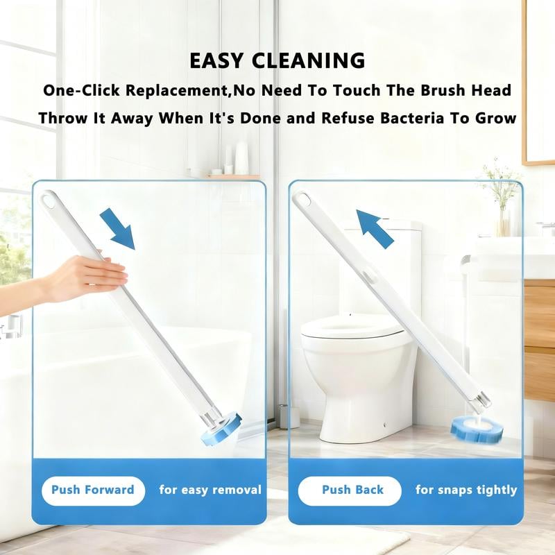 Disposable Toilet Brush, Toilet Bowl Wand Holder Set with 24PCS Cleaner Refills,Wall-Mount Scrubbing Toilet Brush Bathroom Cleaning Kit