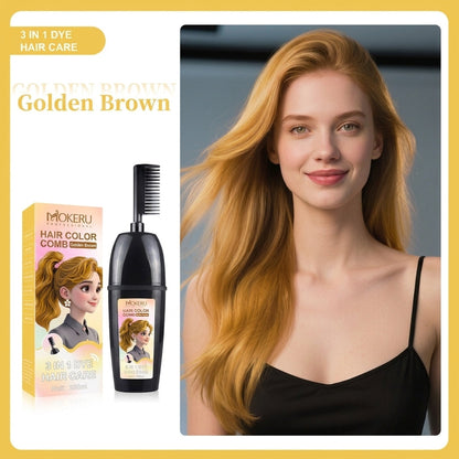 MOKERU Herbal Hair Dye Comb | Easy Hair Coloring at Home | Mess-Free, Even Coverage | Natural Plant-Based Formula | Soft,Shiny Results | 200ml