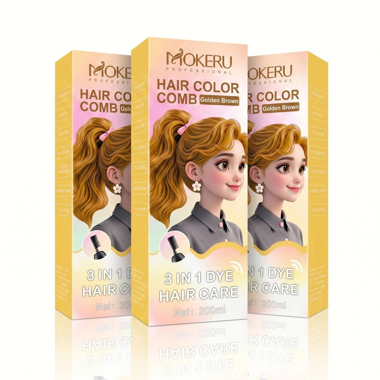 MOKERU Herbal Hair Dye Comb | Easy Hair Coloring at Home | Mess-Free, Even Coverage | Natural Plant-Based Formula | Soft,Shiny Results | 200ml