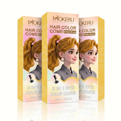 MOKERU Herbal Hair Dye Comb | Easy Hair Coloring at Home | Mess-Free, Even Coverage | Natural Plant-Based Formula | Soft,Shiny Results | 200ml
