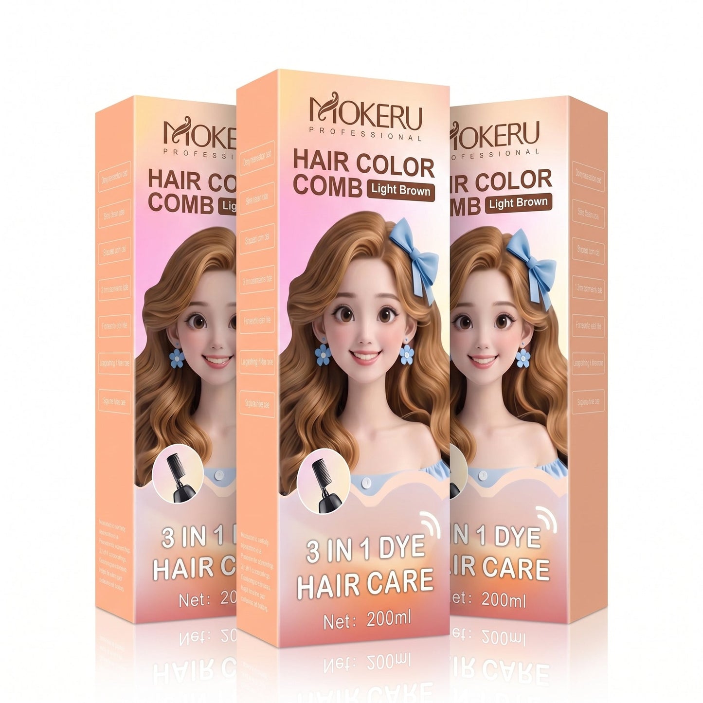 MOKERU Herbal Hair Dye Comb | Easy Hair Coloring at Home | Mess-Free, Even Coverage | Natural Plant-Based Formula | Soft,Shiny Results | 200ml