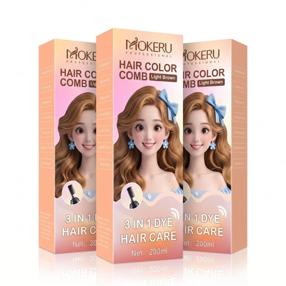 MOKERU Herbal Hair Dye Comb | Easy Hair Coloring at Home | Mess-Free, Even Coverage | Natural Plant-Based Formula | Soft,Shiny Results | 200ml