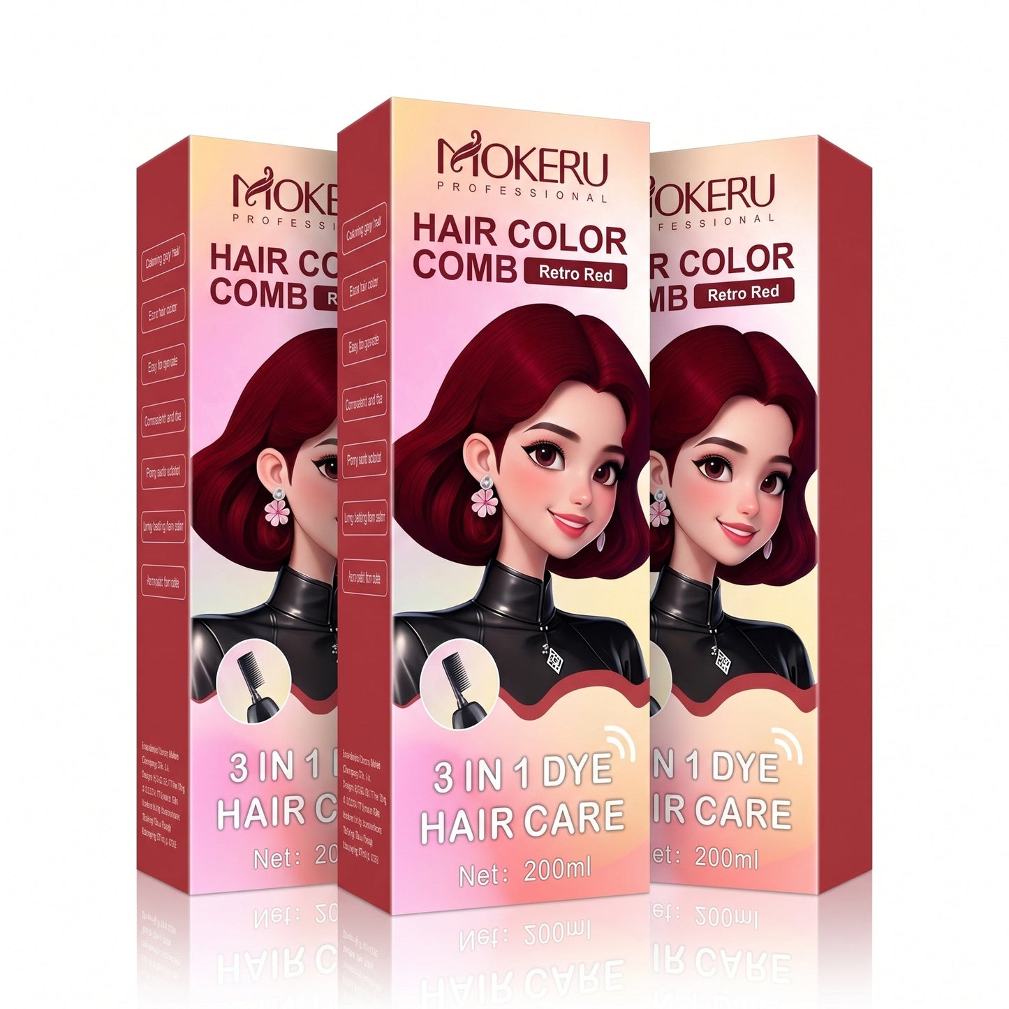 MOKERU Herbal Hair Dye Comb | Easy Hair Coloring at Home | Mess-Free, Even Coverage | Natural Plant-Based Formula | Soft,Shiny Results | 200ml