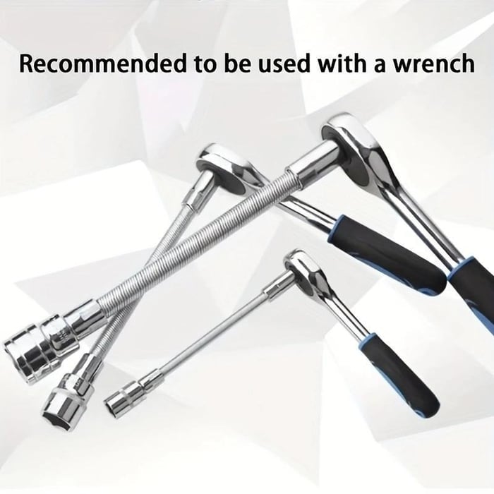 2026 Hot Sale💖1/2 Inch 35cm Socket Ratchet Wrench Set - 3 Bendable Shafts, Wrench Extender Tool, Connecting Rod