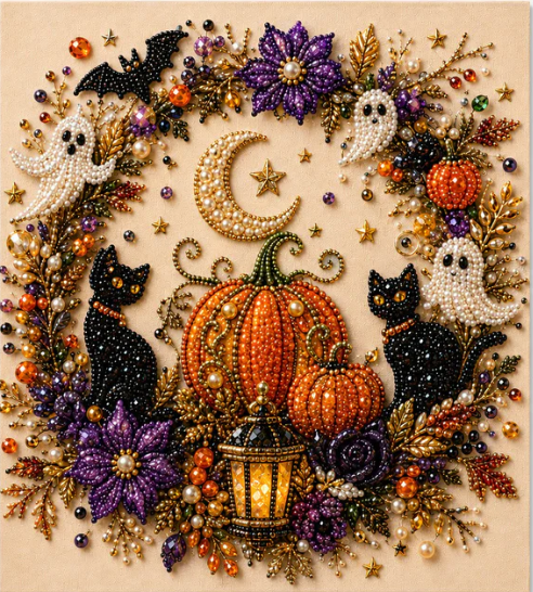 💥 Last Day 57% OFF – 👻✨ Halloween Pearl Art DIY Kit – Turn Tiny Pearls into Spooky-Cute Magic