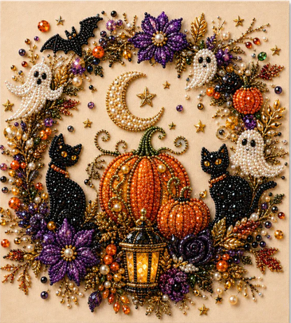 💥 Last Day 57% OFF – 👻✨ Halloween Pearl Art DIY Kit – Turn Tiny Pearls into Spooky-Cute Magic