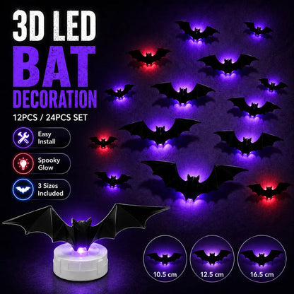 🦇Halloween 3D Bat & Spider LED Wall Light Decor🎃💡