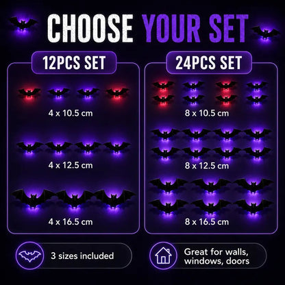 🦇Halloween 3D Bat & Spider LED Wall Light Decor🎃💡