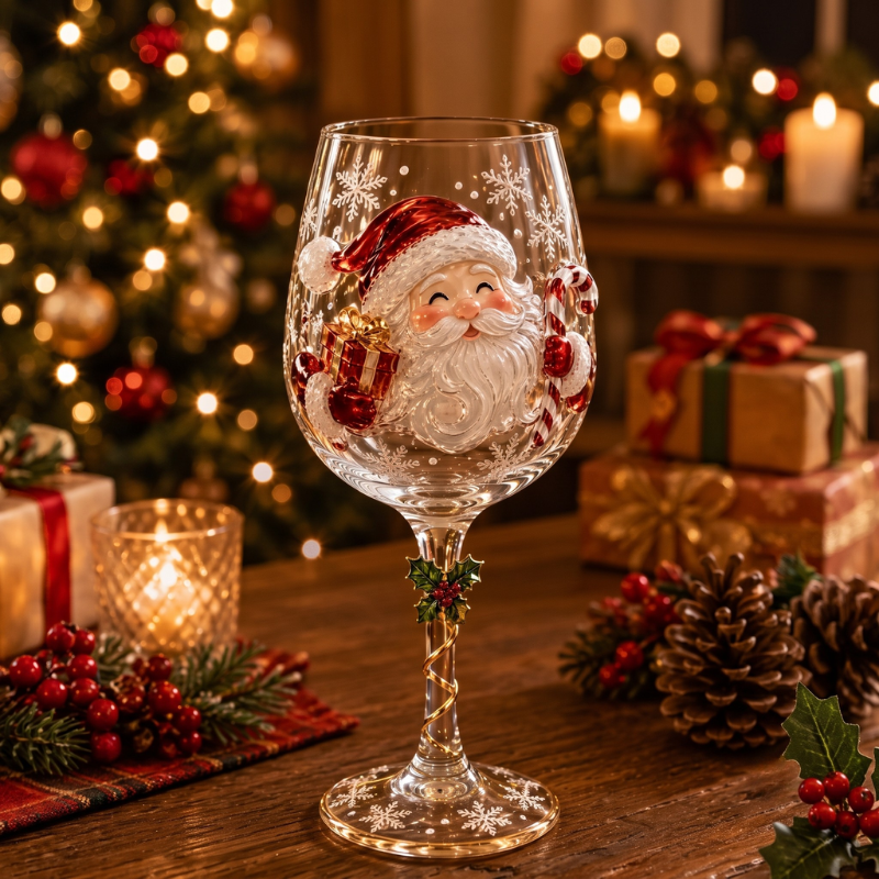 🎄🥂Christmas 3D Wine Glass Collection Gift Box Set
