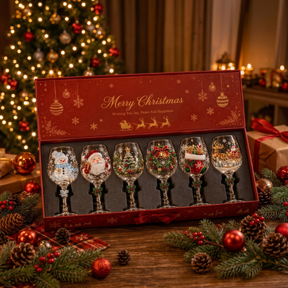 🎄🥂Christmas 3D Wine Glass Collection Gift Box Set